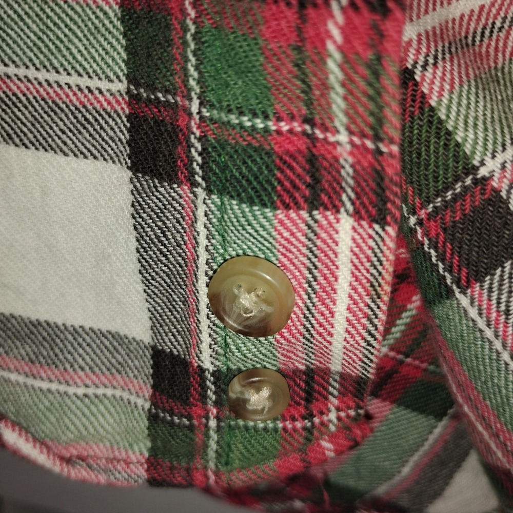 Vtg David Taylor Shirt XL Mens Flannel Plaid Red Green White 100% cotton 90s - Picture 4 of 8